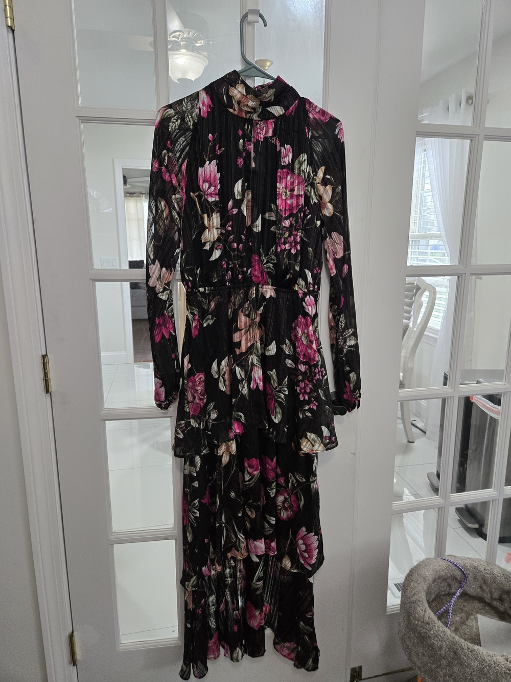 RACHEL Rachel Roy Black Maxi Dress with Pink Floral Print